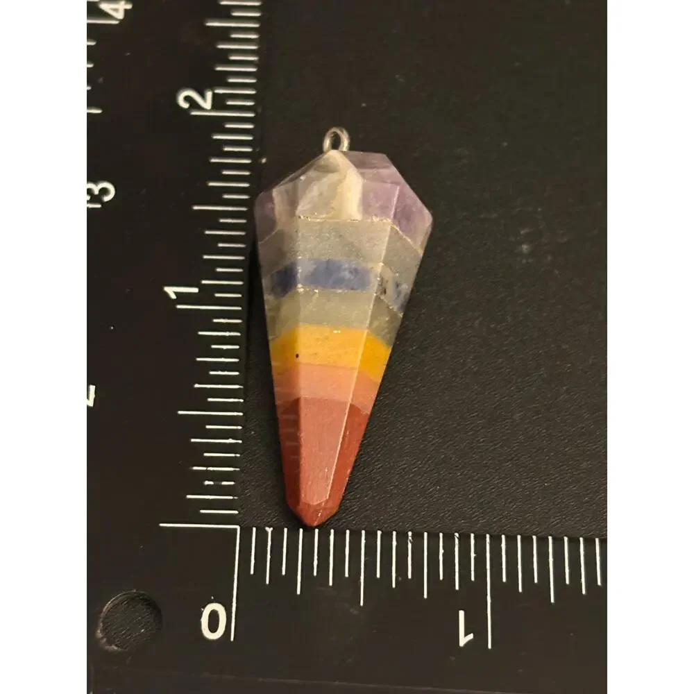 Vintage Genuine 7 Chakra Faceted Crystal Pendulum Pendant
